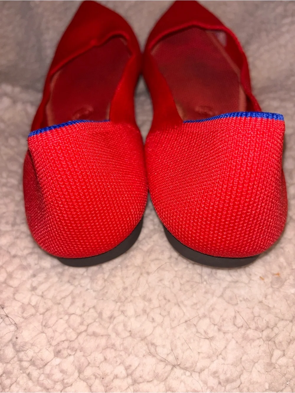 Rothy’s The Point Red Cobalt Blue Trim Pointed Flats Women’s Size 9 US